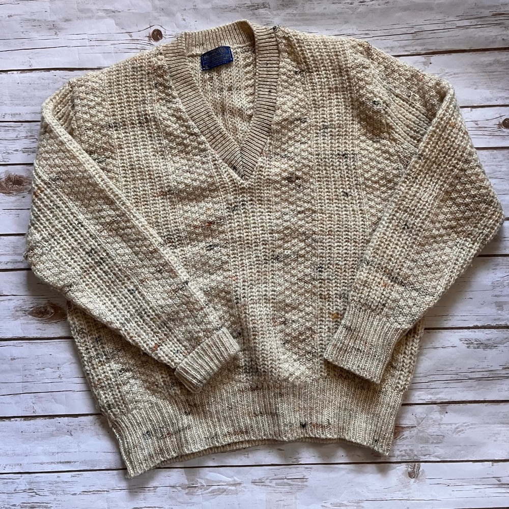 💜PENDLETON vintage pure wool v-neck sweater